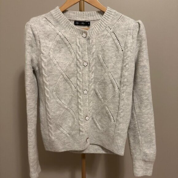 Lyla + Luxe Wool Blend Argyle Cardigan – Small - Picture 1 of 6